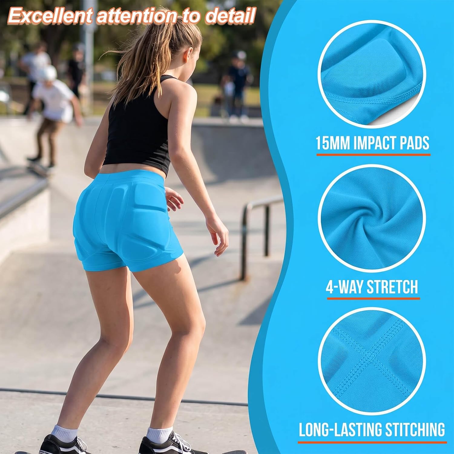 Qinermtyey Pantalones cortos protectores acolchados para niños y jó...