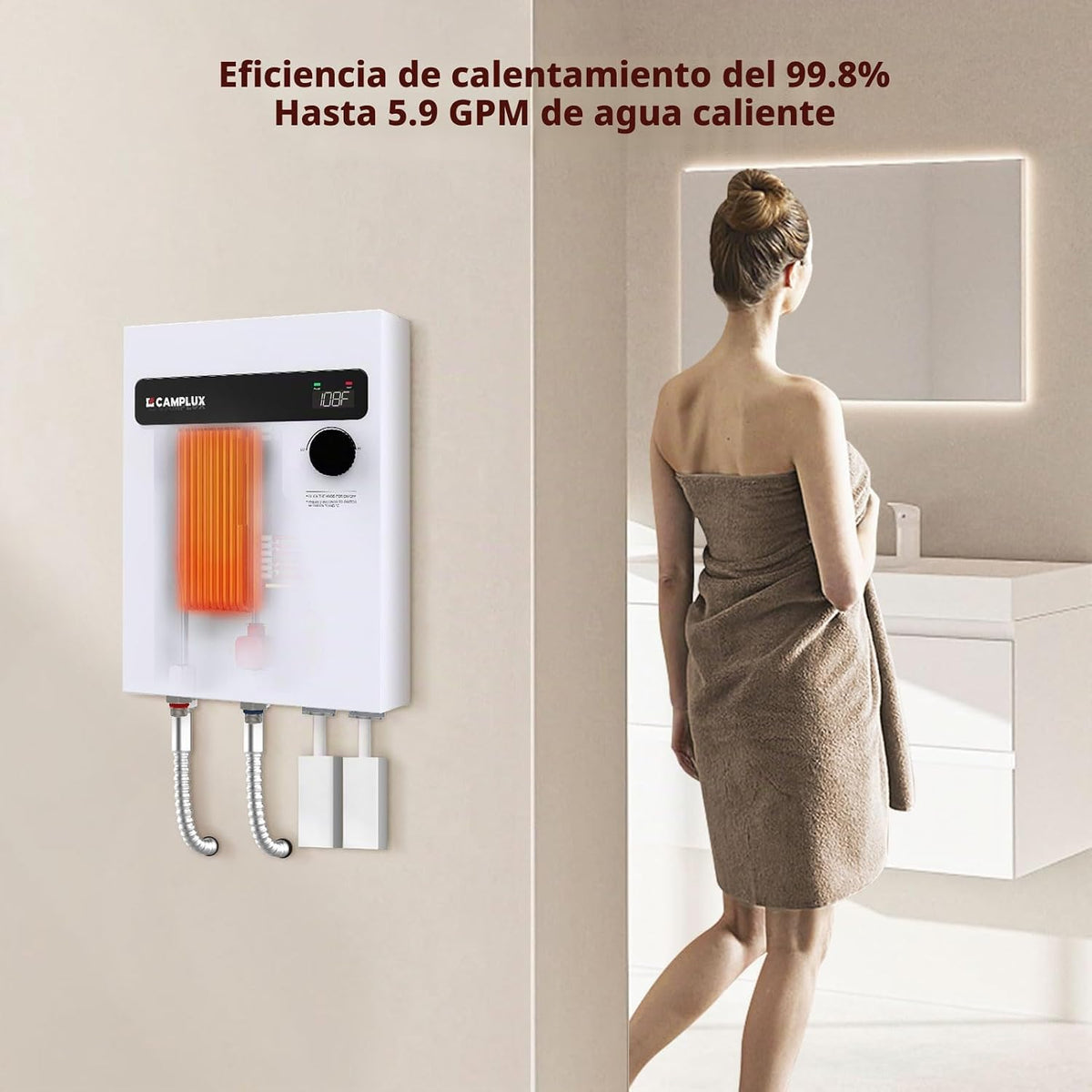 CAMPLUX - Calentador de agua eléctrico sin tanque de 24 kW 240 volt...