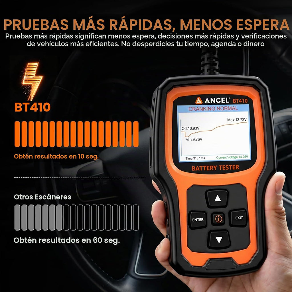 ANCEL BT410 - Probador de batería de coche de 12 V 24 V para baterí...