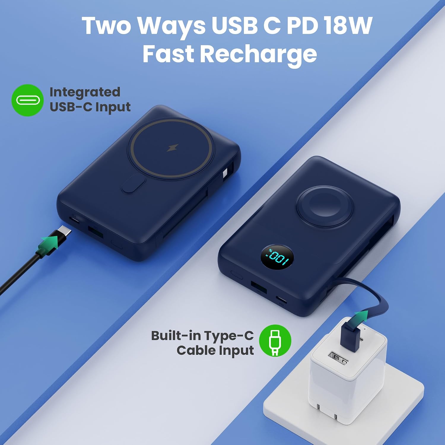 Ekrist Cargador portátil magnético para MagSafe con cable integrado...