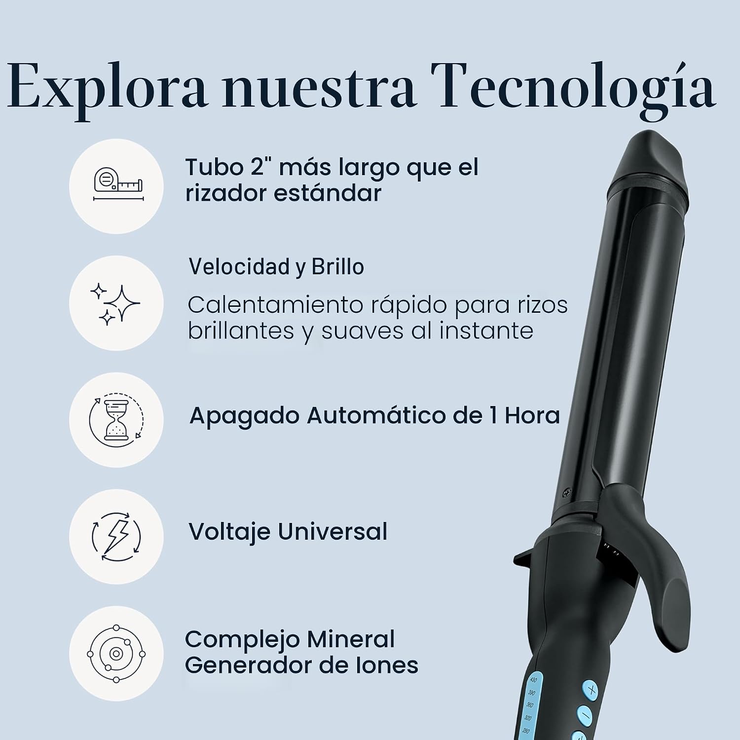 Bio Ionic Rizador de Cilindro Largo, Rizador de Pelo con Tecnología...