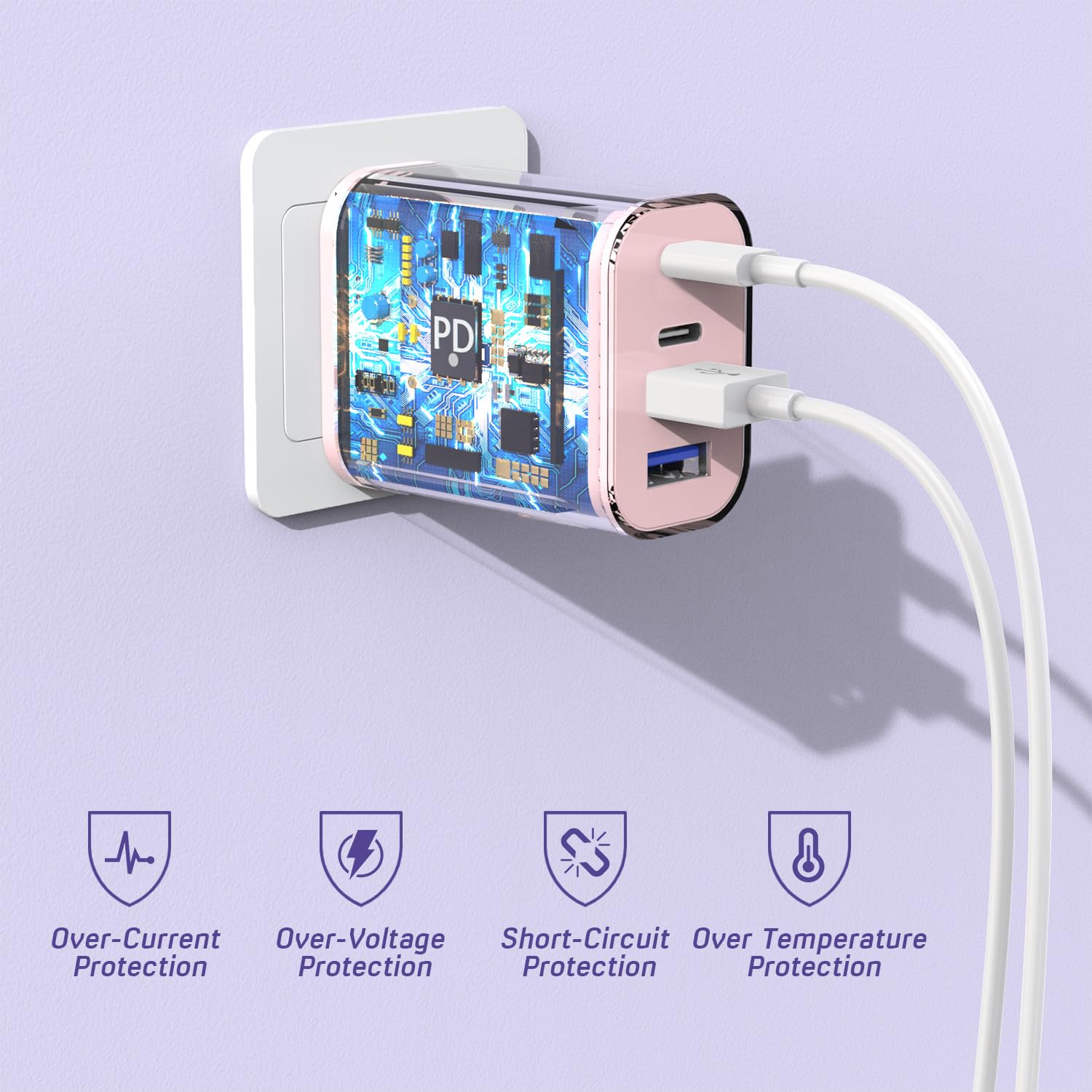 Bloque de carga rápida USB, adaptador de carga de 4 puertos de 40 W...