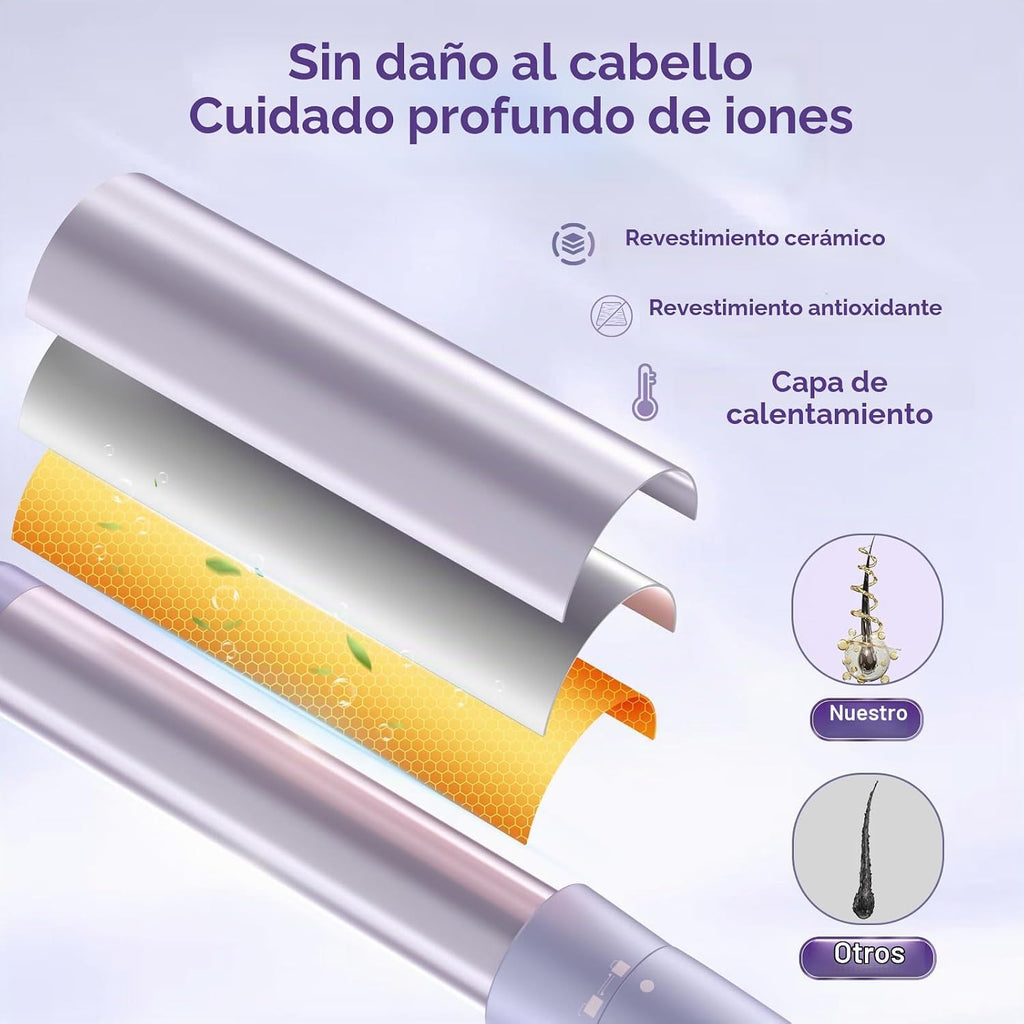 Juego de rizadores 5 en 1 con plancha plana, rizador de pelo de 3 b...