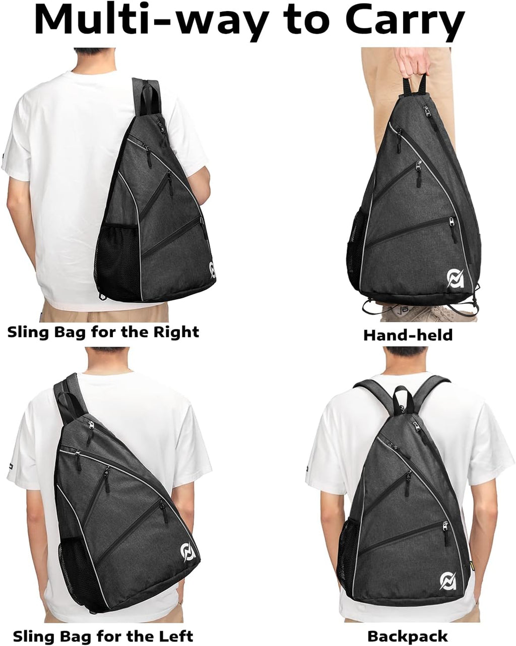 A11N SPORTS Bolsa de Pickleball, Bandolera Reversible con Correa Cr...