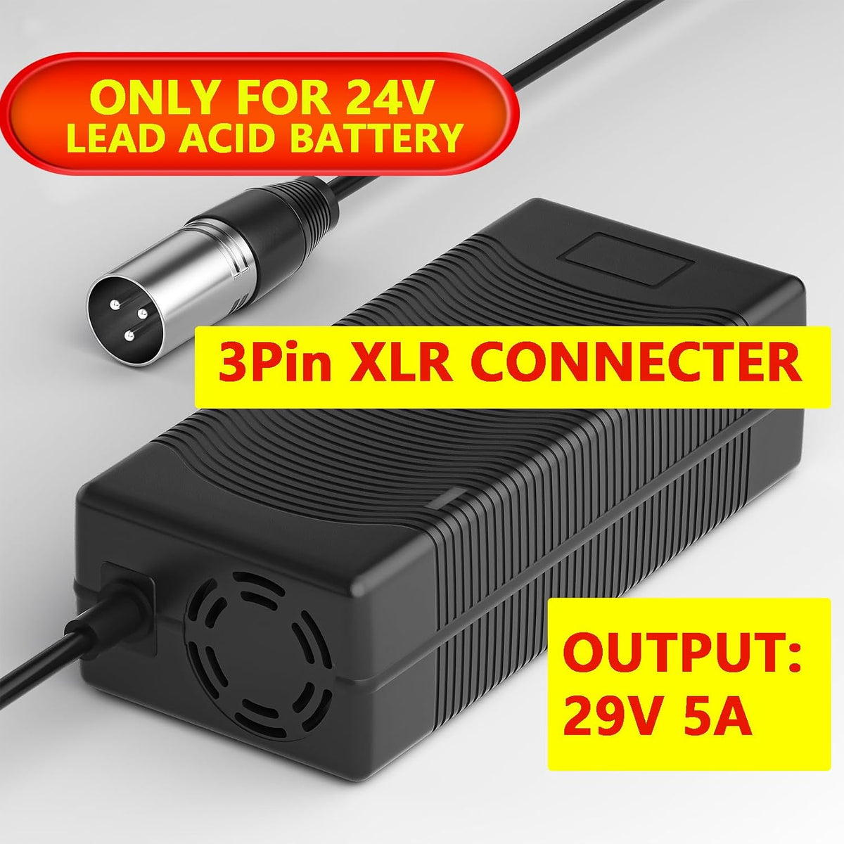 Cargador rápido de 29 V 5 A para batería de plomo ácido de 24 V, ca...