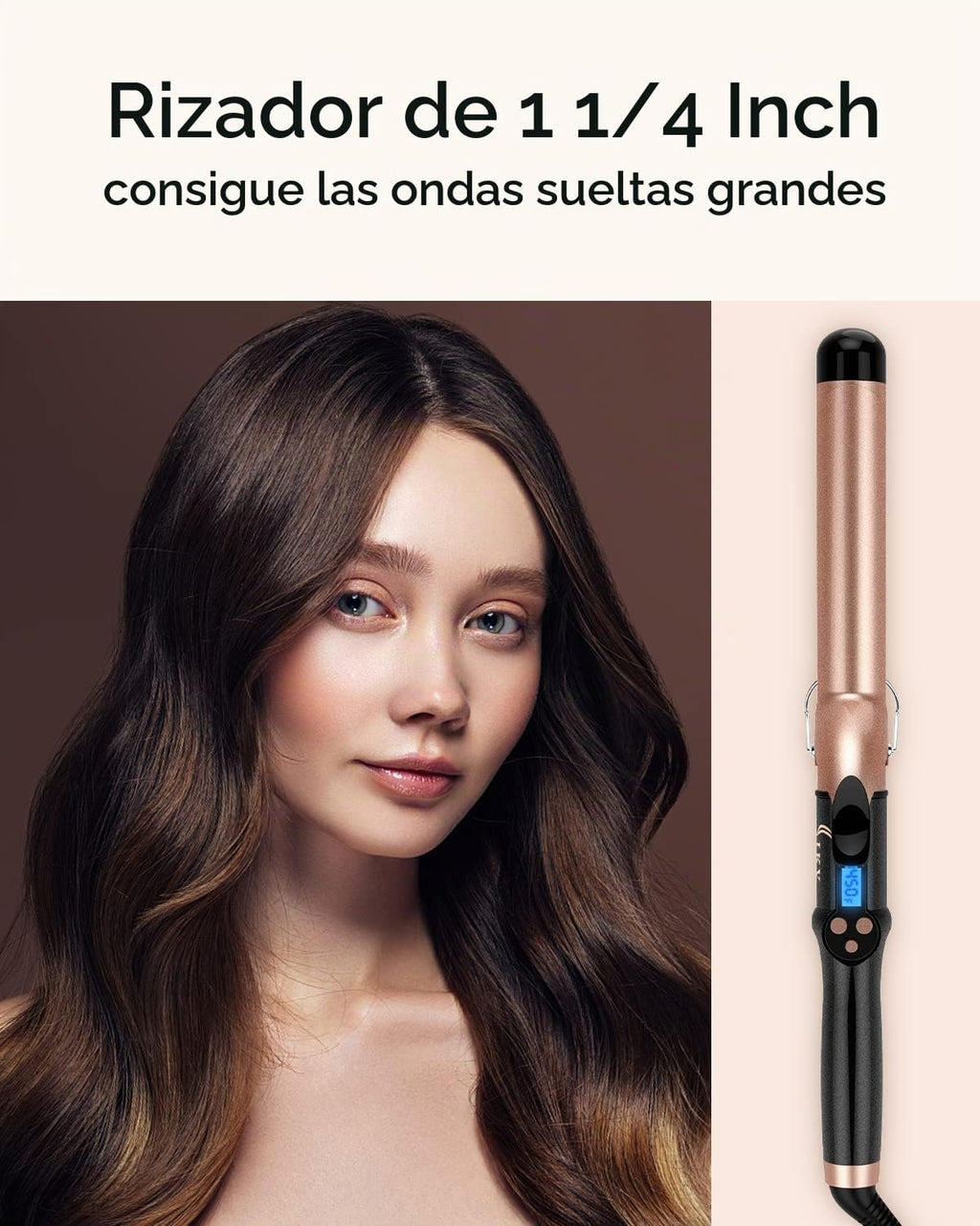Rizador de barril extra largo de 1 1\/4 pulgadas, varita rizadora d...