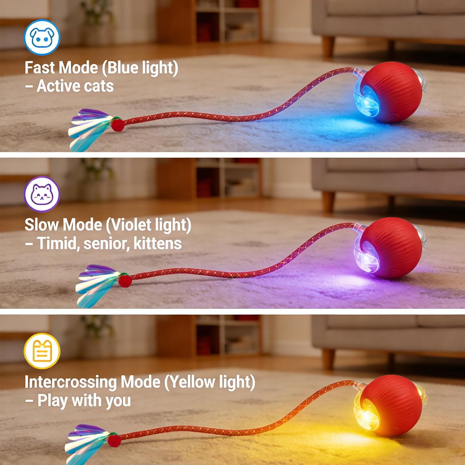 Yaruiguang Nuevo Juguete de Bola para Gatos Actualizado - Cola Rápi...