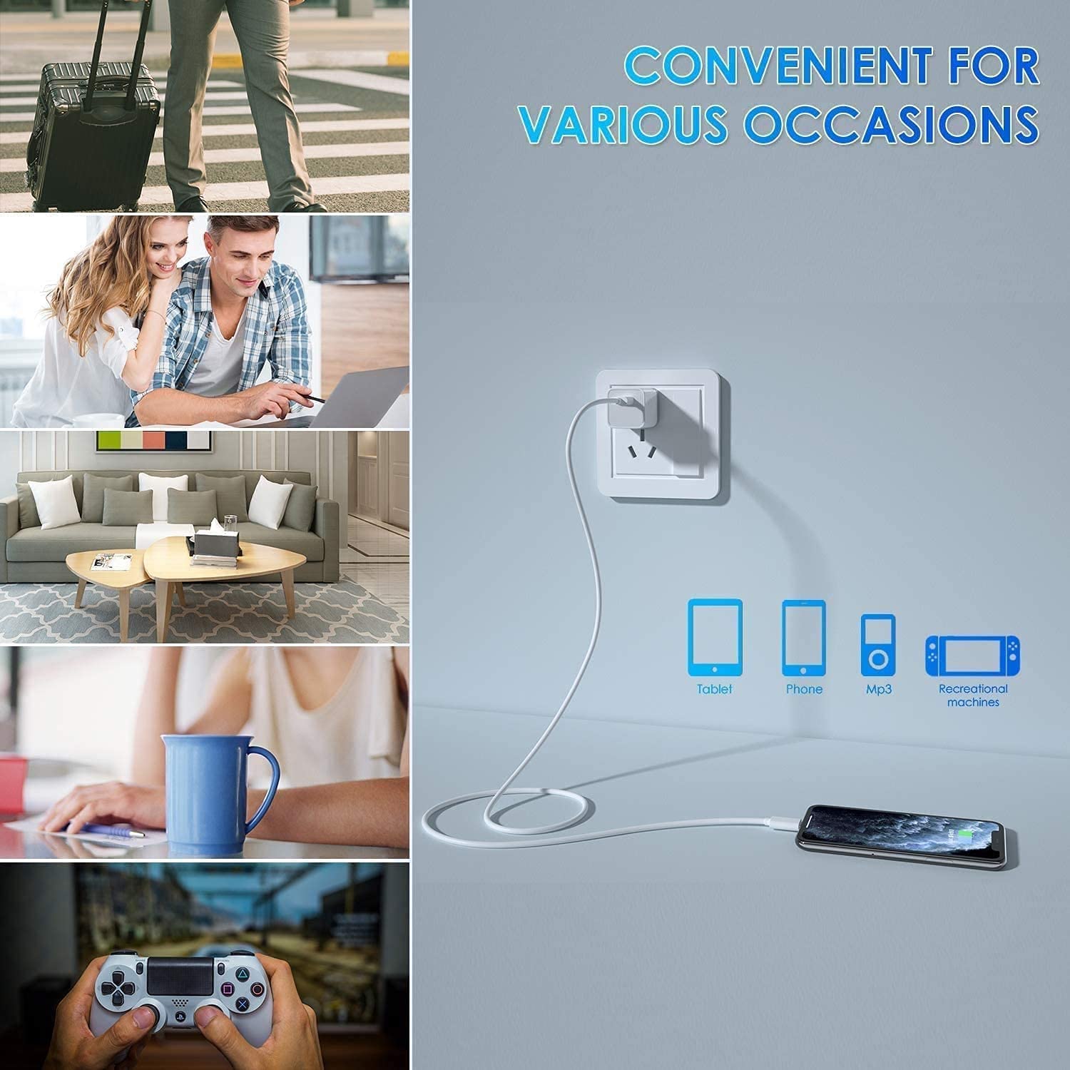 Cargador para iPhone, [Certificado MFi de Apple], paquete de 2 cabl...