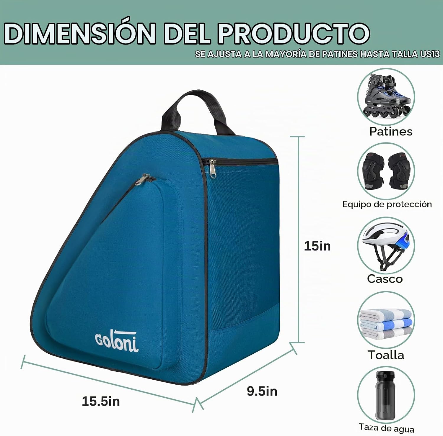 Goloni Bolsa de patinaje para patines de hielo, patines en línea, p...