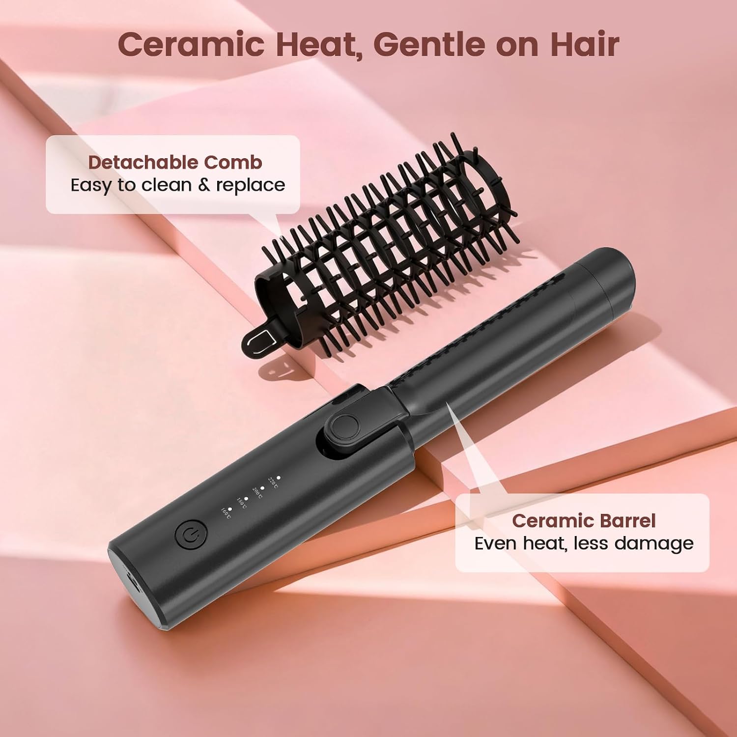 Youbella Cepillo Rizador de Pelo Inalámbrico, Rizador de Pelo Portá...