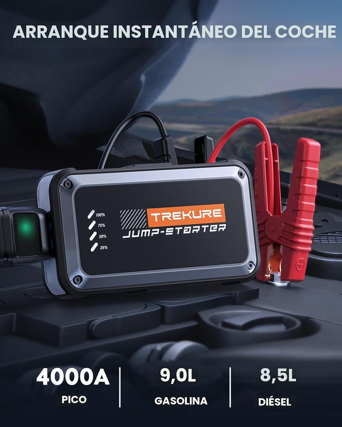 TREKURE Arrancador portátil de batería de automóvil 4000A 16800mAh...