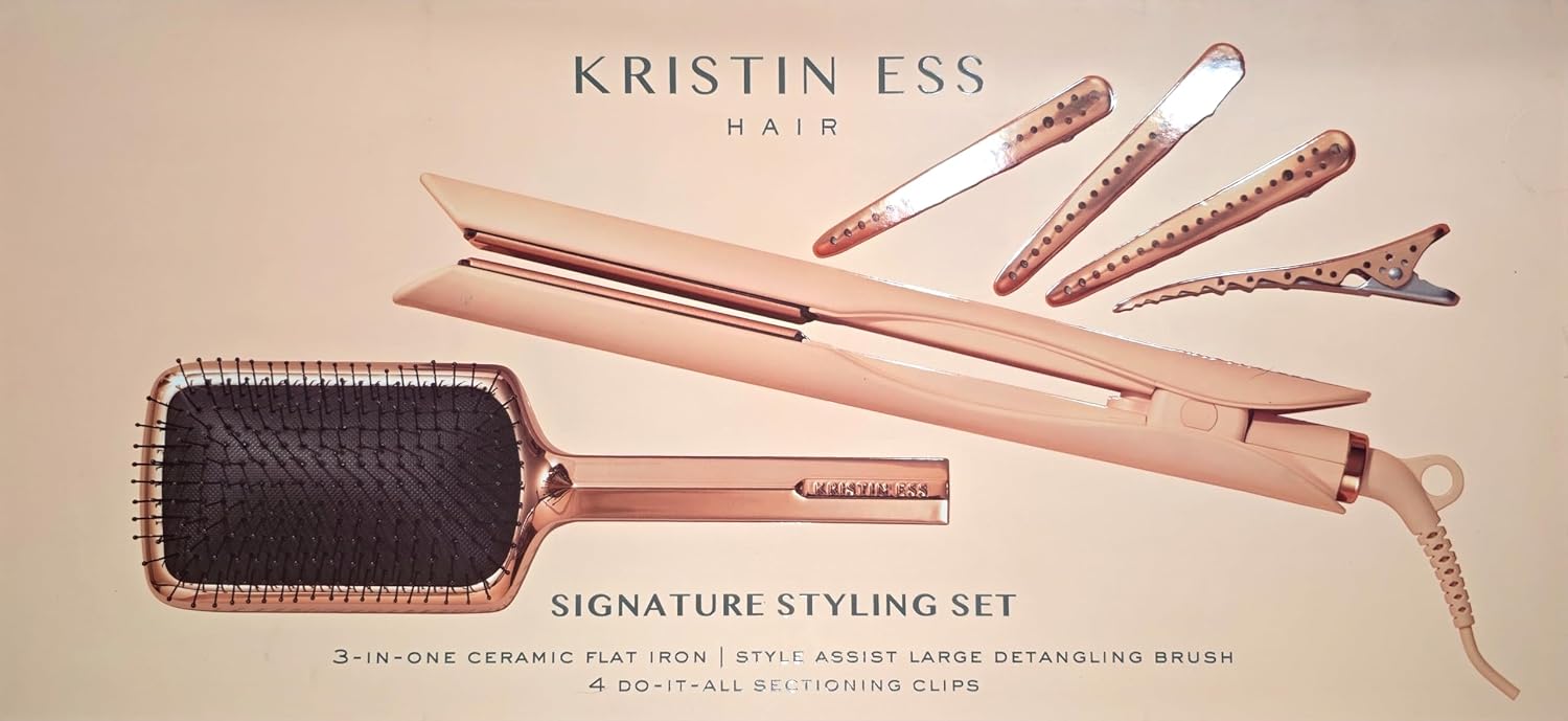 Kristin Ess Set de regalo de peluquería 3 en 1, paquete de plancha...