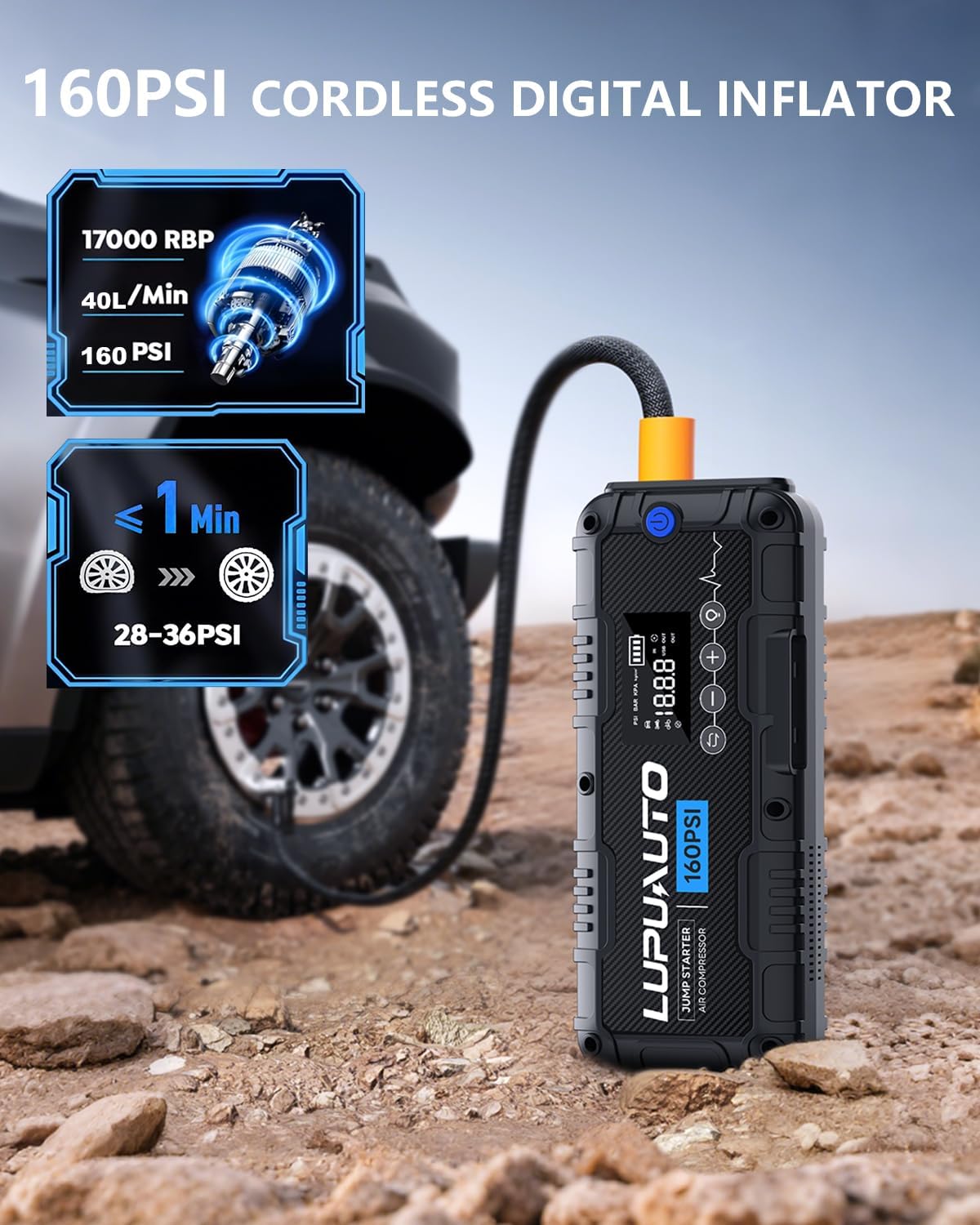 Arrancador de coche de 4000 A con compresor de aire de 160 PSI, paq...