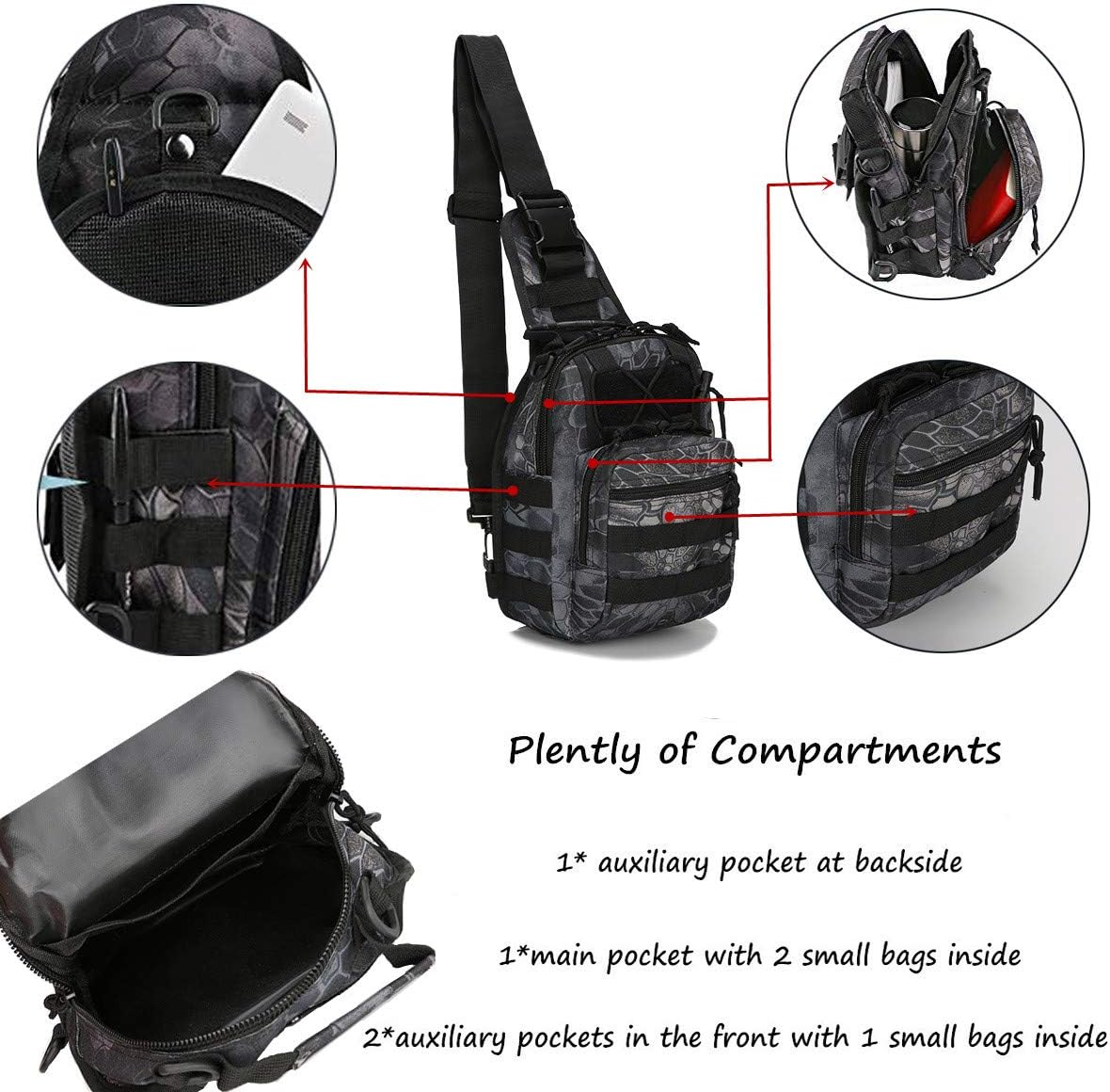 LBlanco Mochila táctica para el hombro, pequeña, para exteriores, p...