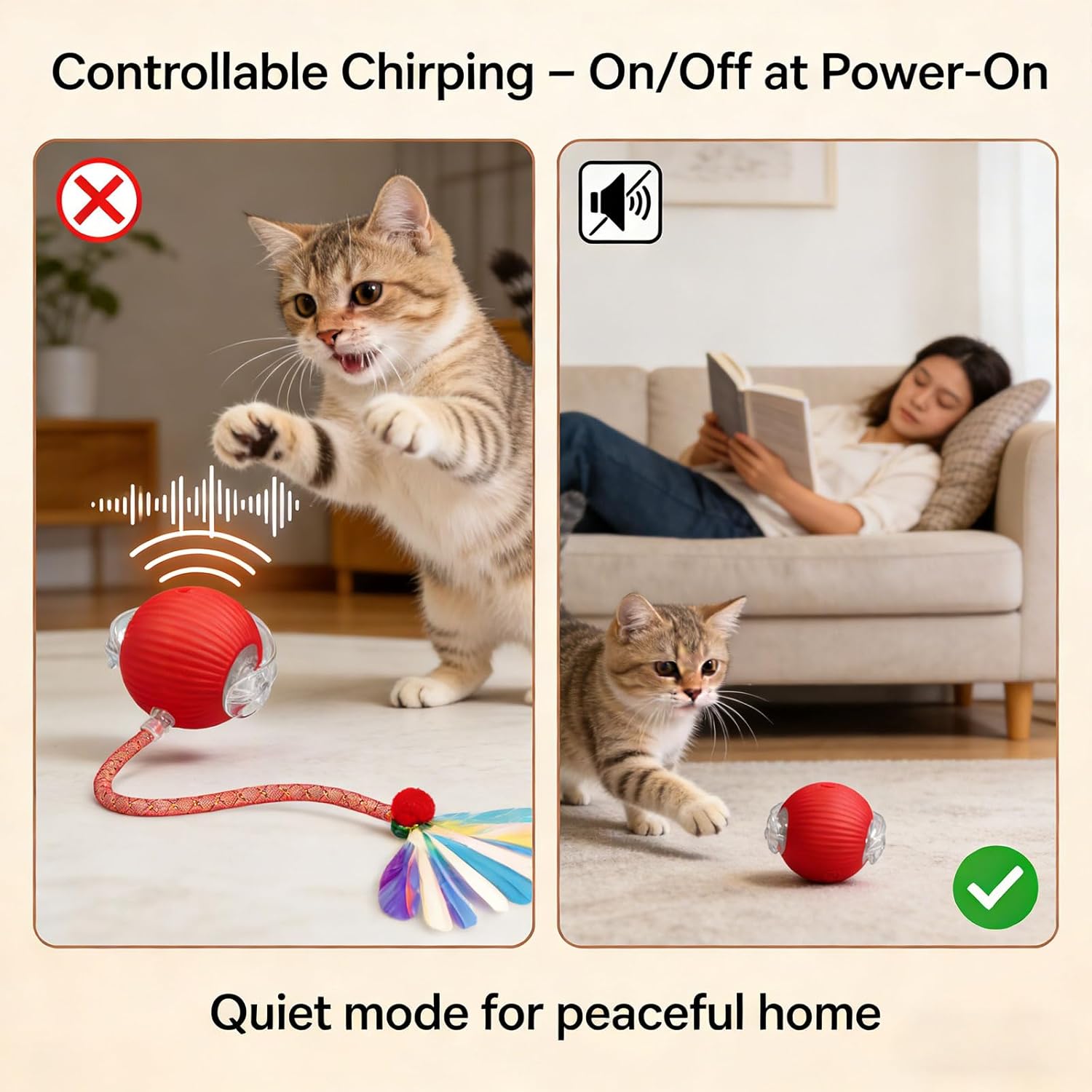 Yaruiguang Nuevo Juguete de Bola para Gatos Actualizado - Cola Rápi...