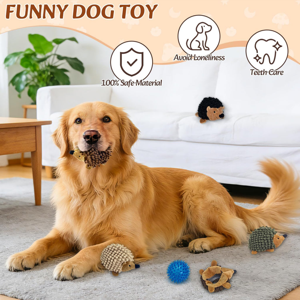 Chongqile Juguetes de peluche para perros, paquete de 5, erizo chir...