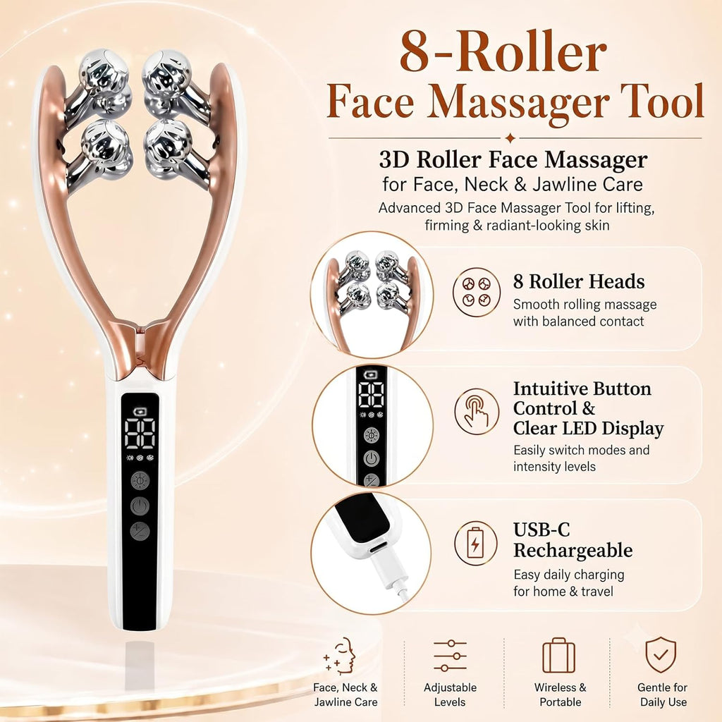 SZMDLX Herramienta de masajeador facial inalámbrico, rodillo facial...
