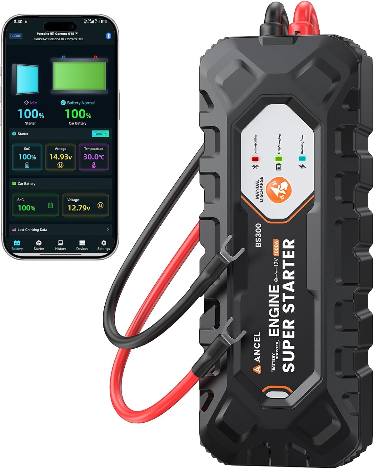 ANCEL BS300 Super Starter, arrancador de salto conectado permanente...