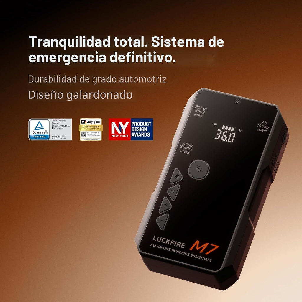 LUCKFIRE M7 TÜV - Arrancador con compresor de aire, encendido intel...