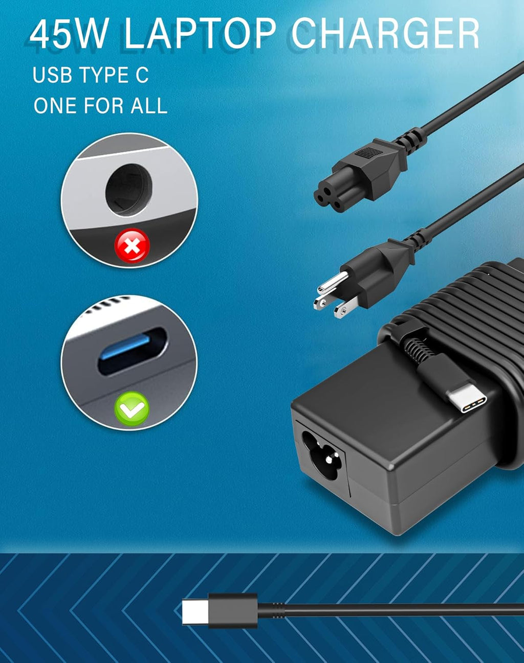 SZGUDULO Cargador de portátil USB C de 45 W para Chromebook X360 14...