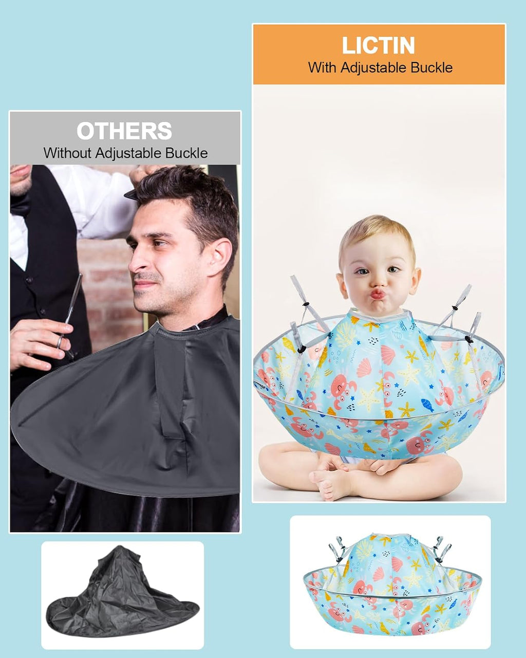 Lictin Capas de corte de pelo para niños, capa de corte de pelo par...