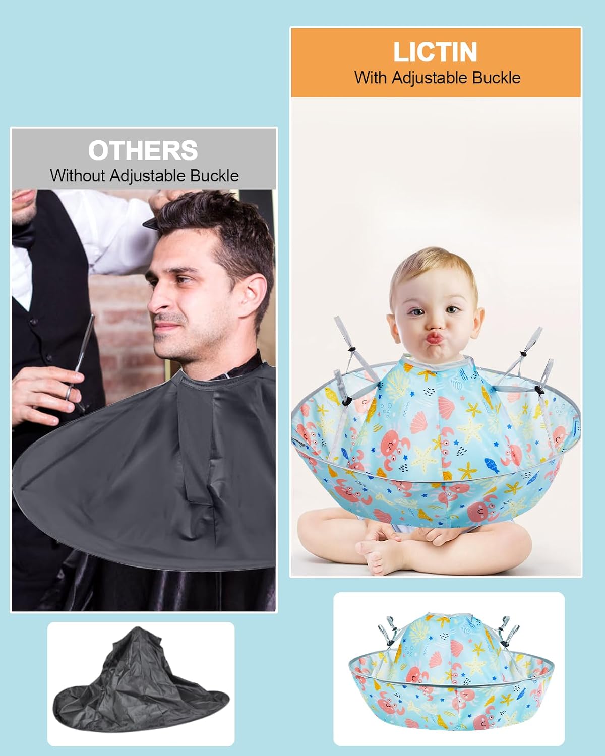 Lictin Capas de corte de pelo para niños, capa de corte de pelo par...