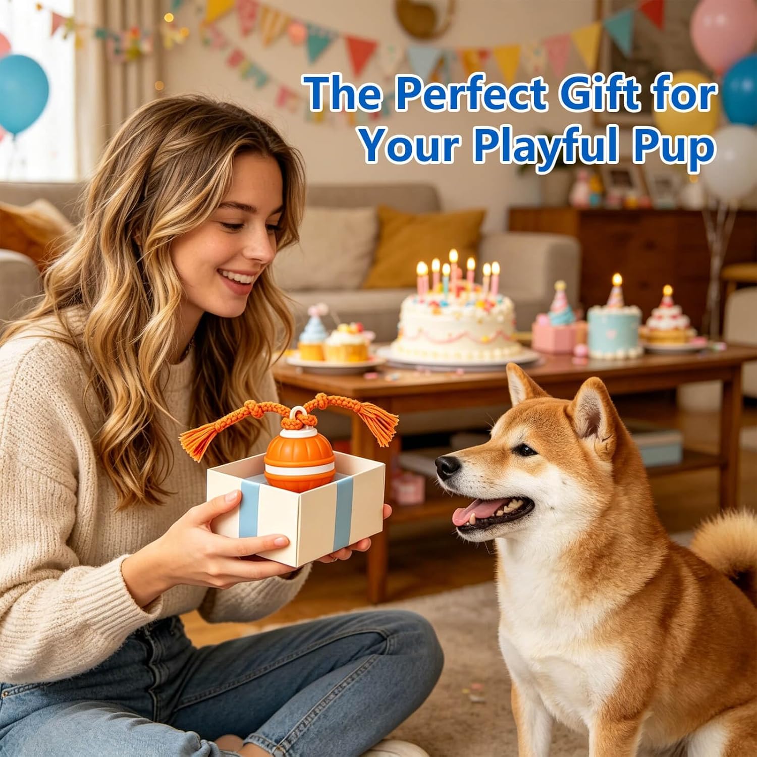 Craynivel Juguetes interactivos para perros, pelota automóvil de 36...