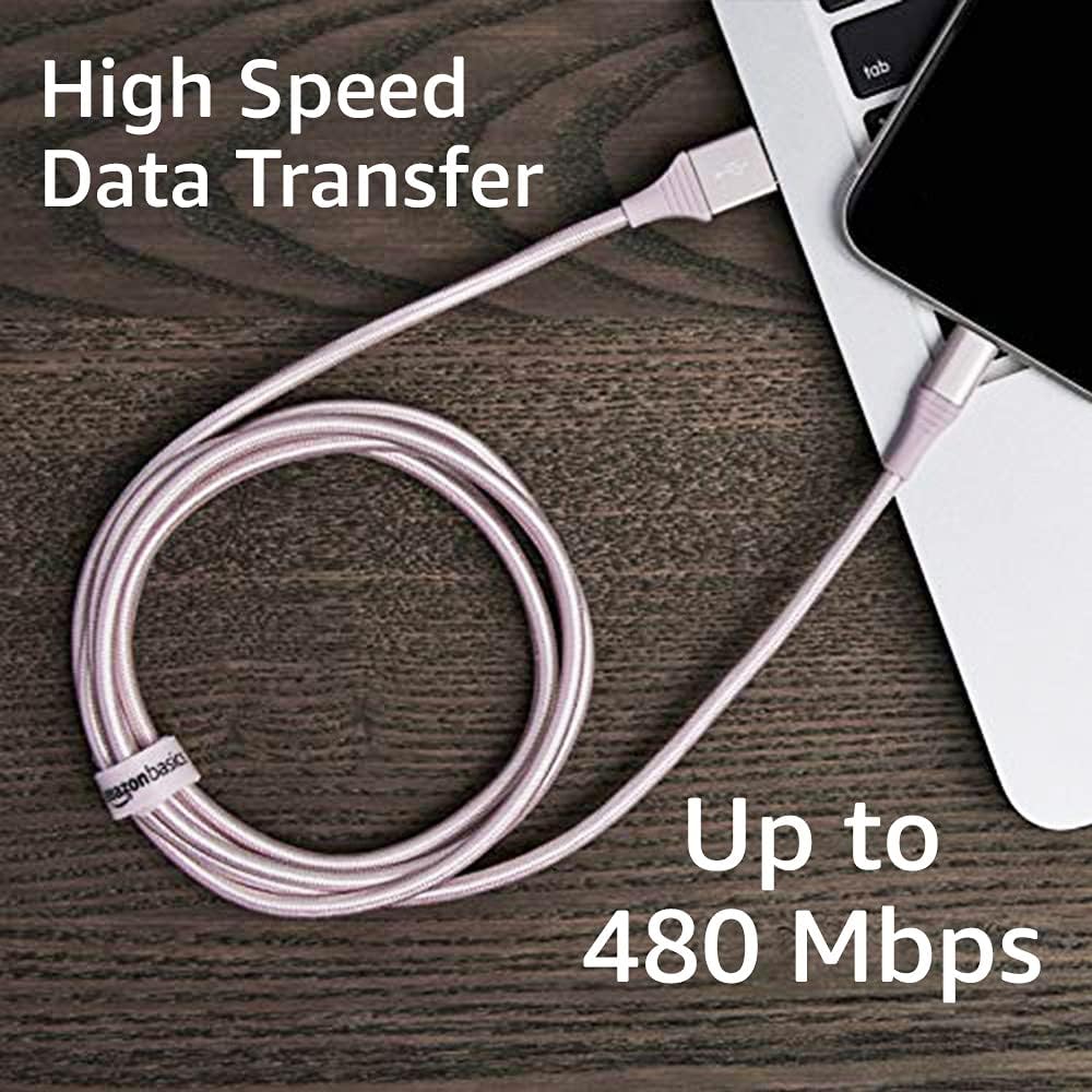 Amazon Basics - Cable Lightning de nailon trenzado doble a USB, col...