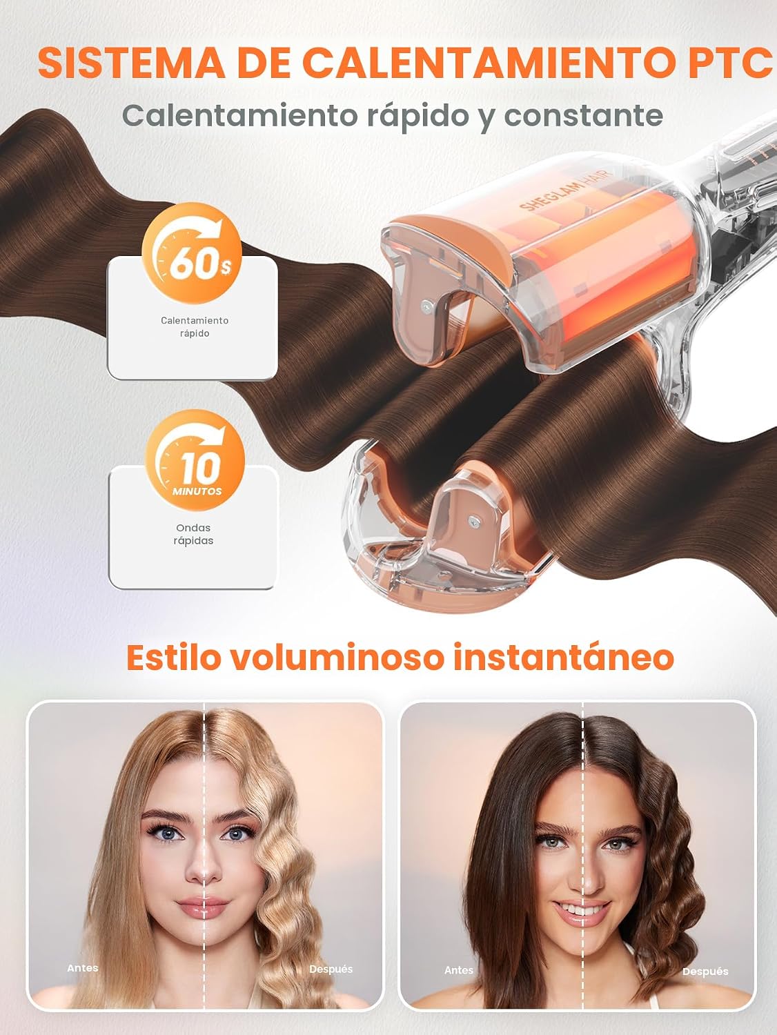 SHEGLAM Hair Beach Babe - Ondulador de pelo de 2 barriles de 1 pulg...