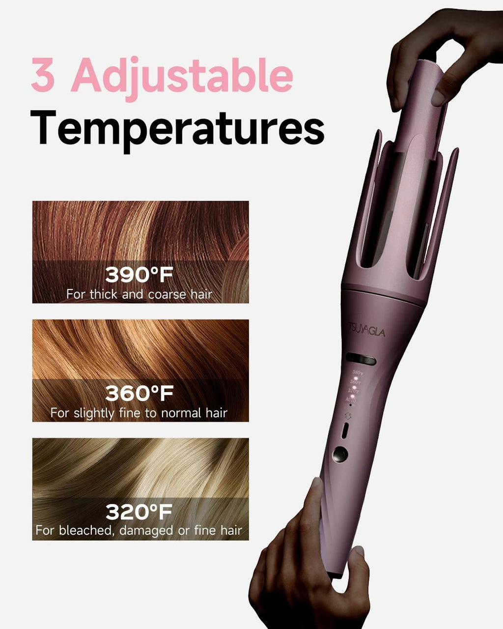 Rizador de pelo automático 3 en 1, rizador de pelo con 3 barriles (...