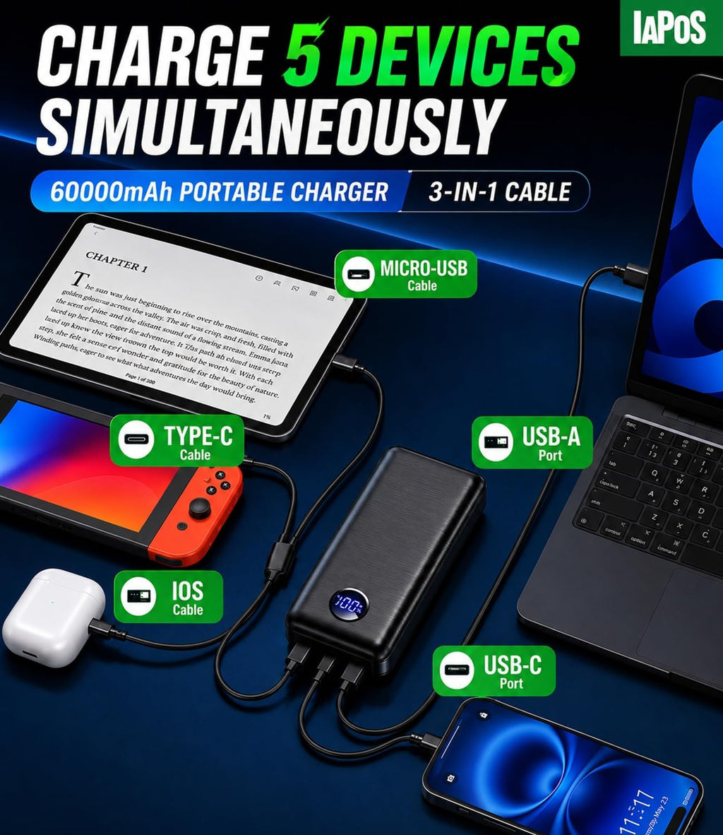 Cargador portátil de batería de 60,000 mAh, cargador de teléfono de...