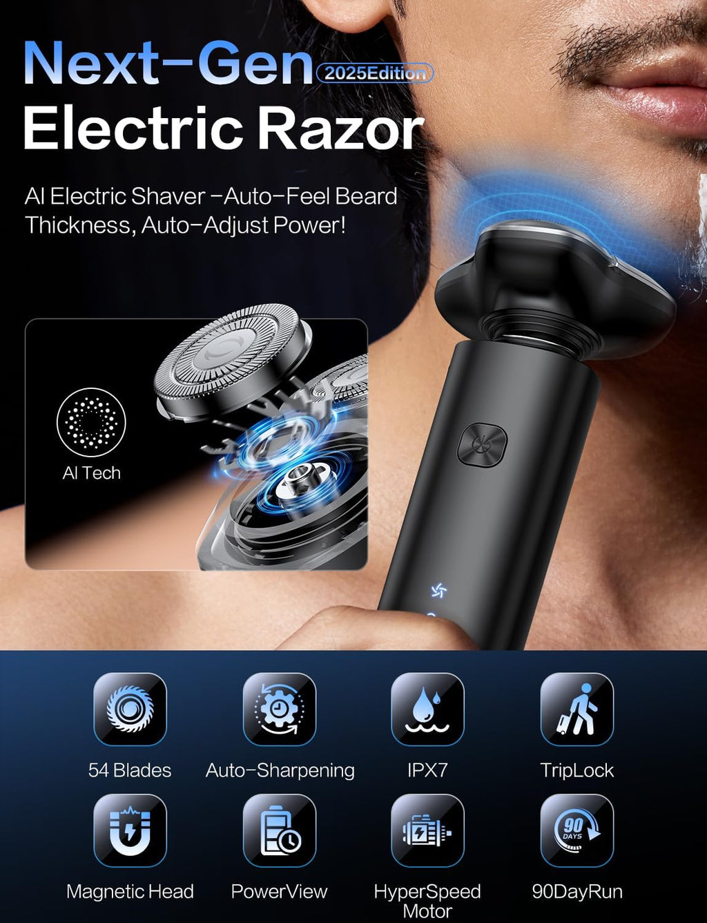 Maquinilla de afeitar eléctrica para hombres, afeitadora eléctrica...