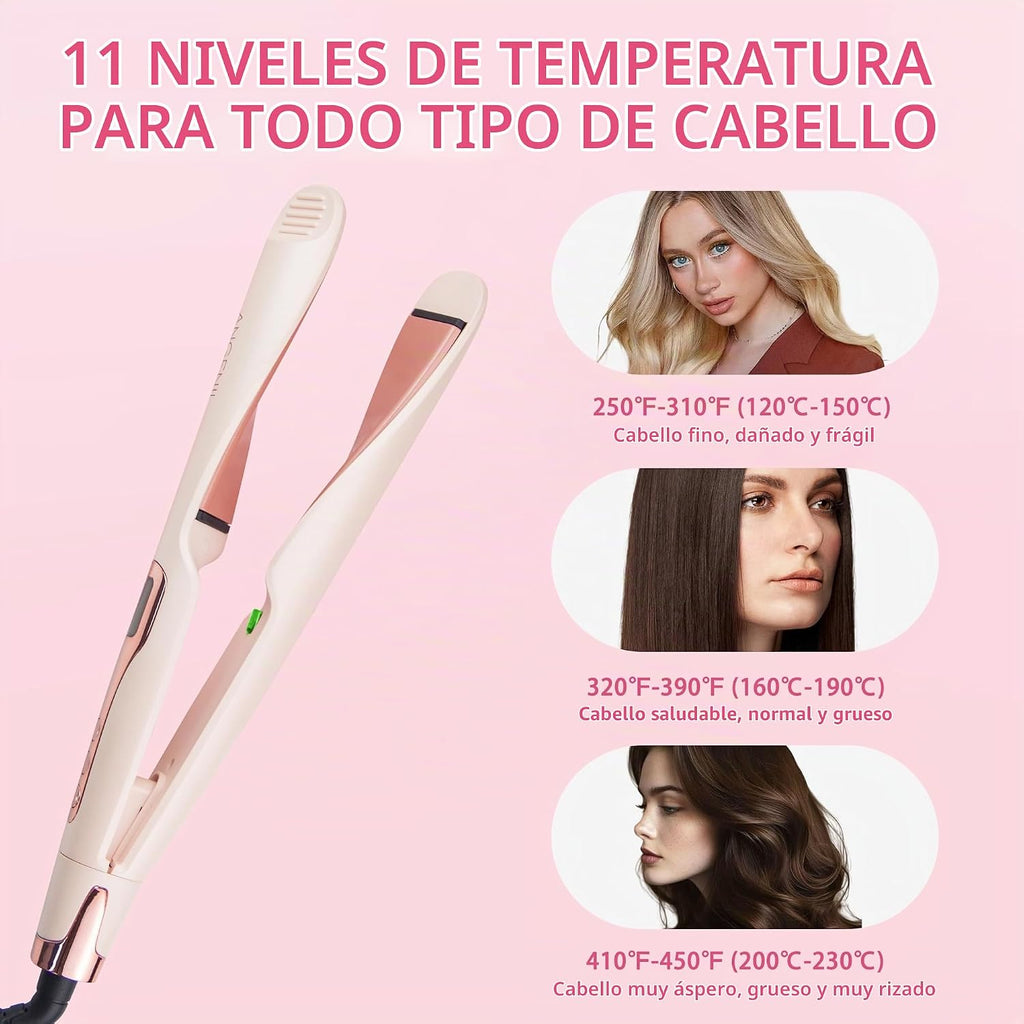 ANGENIL Alisador y rizador de cabello profesional 2 en 1, plancha p...
