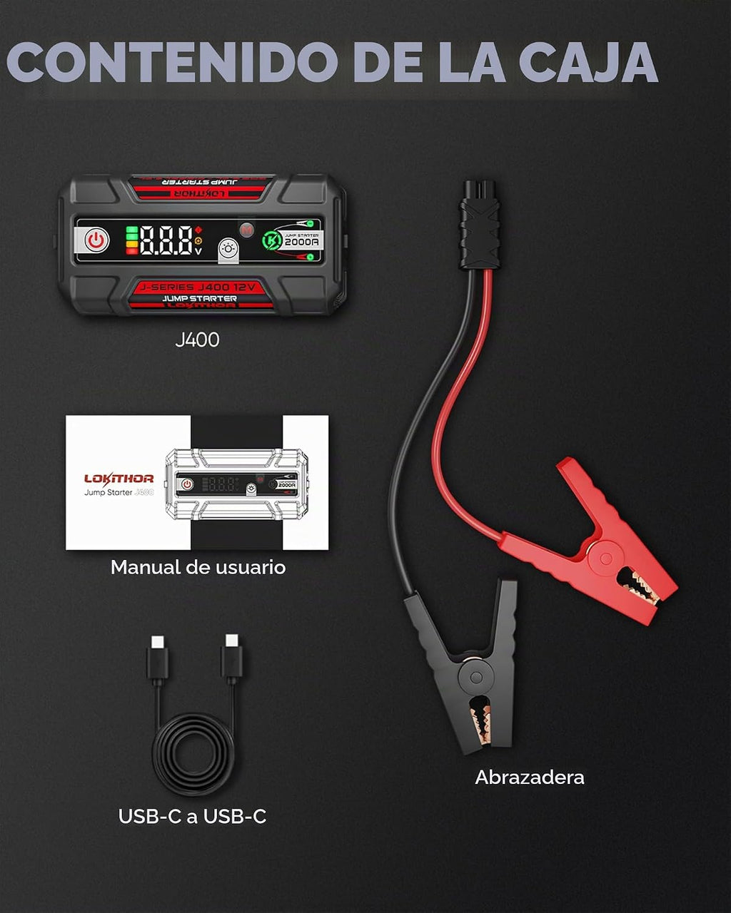 LOKITHOR Arrancador J400 con tecnología ConnectMax, arrancador de b...