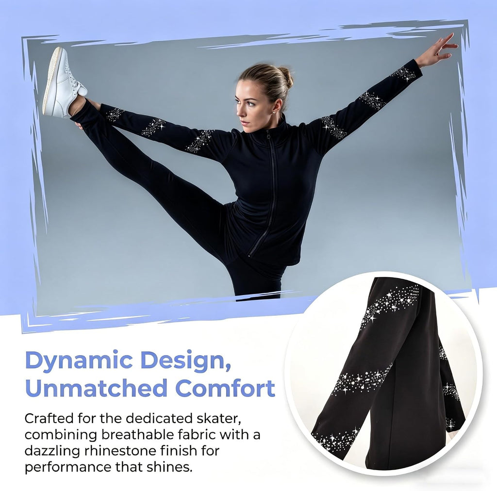 JoyCan Chaqueta de entrenamiento de patinaje artístico de hielo neg...