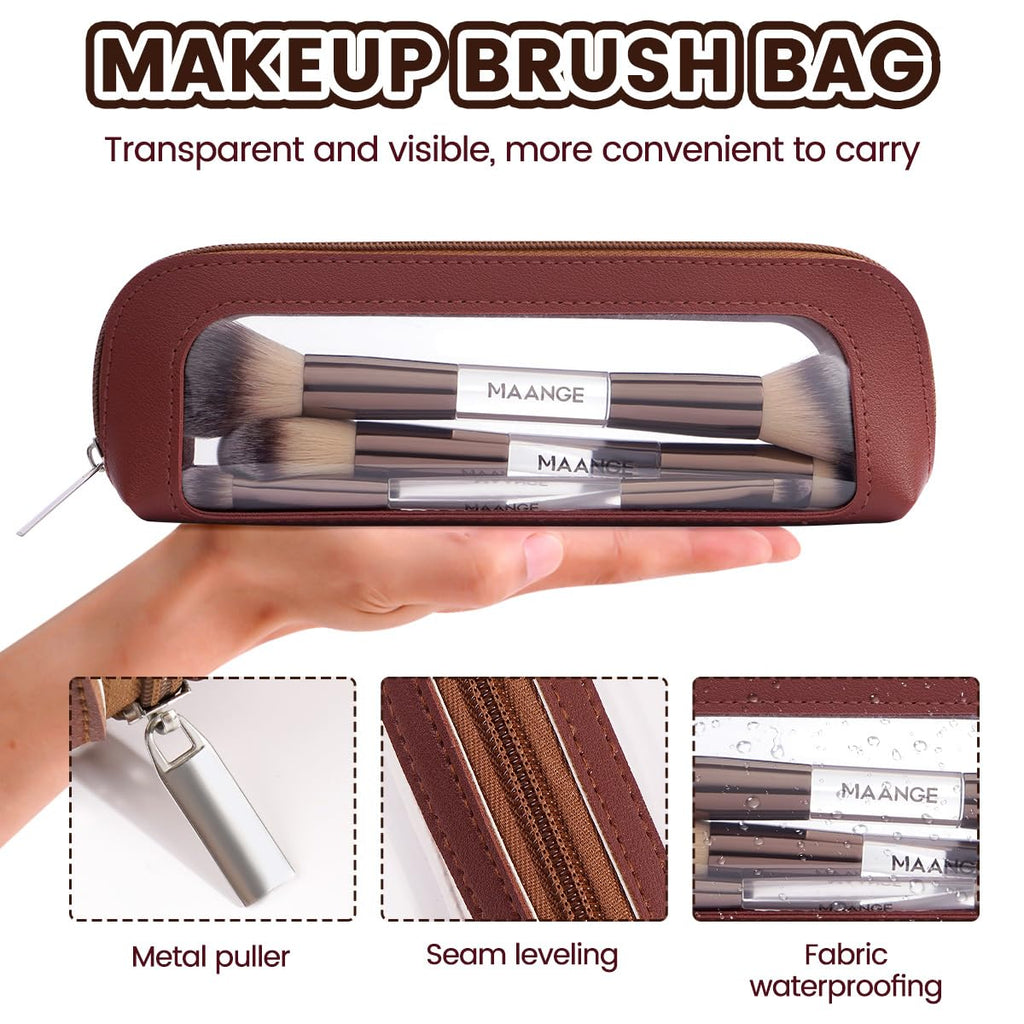 MAANGE Juego de 7 pinceles de maquillaje con bolsa, brochas de maqu...