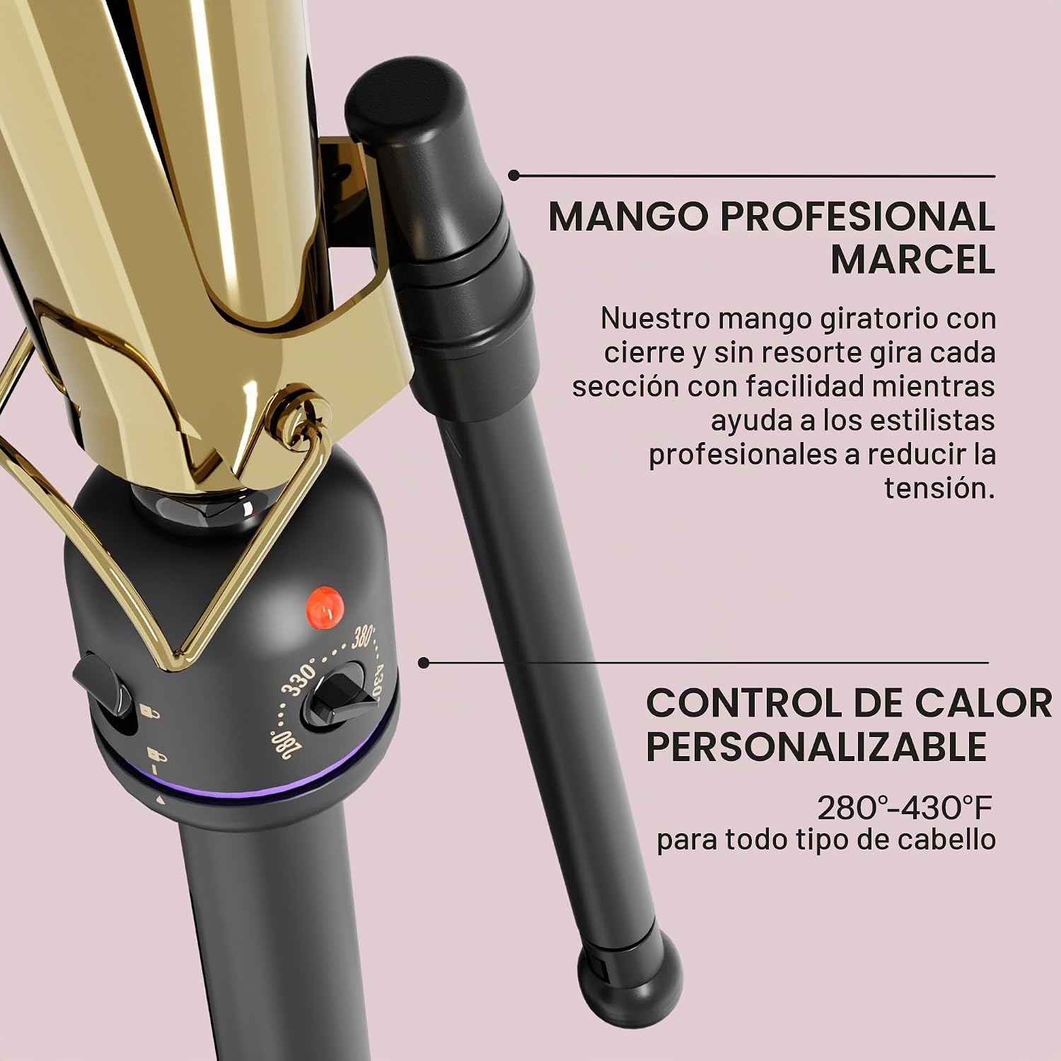 Plancha para enrular profesional Hot Tools, Negro | Diseño sin reso...