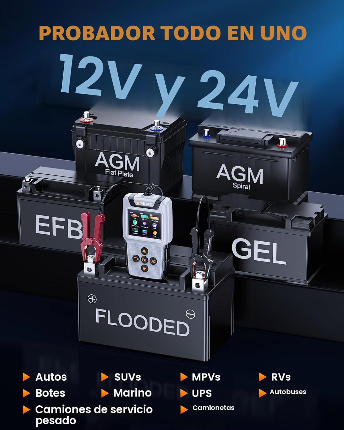 ANCEL BA101PRO - Probador de batería para automóvil, camión, SUV, R...