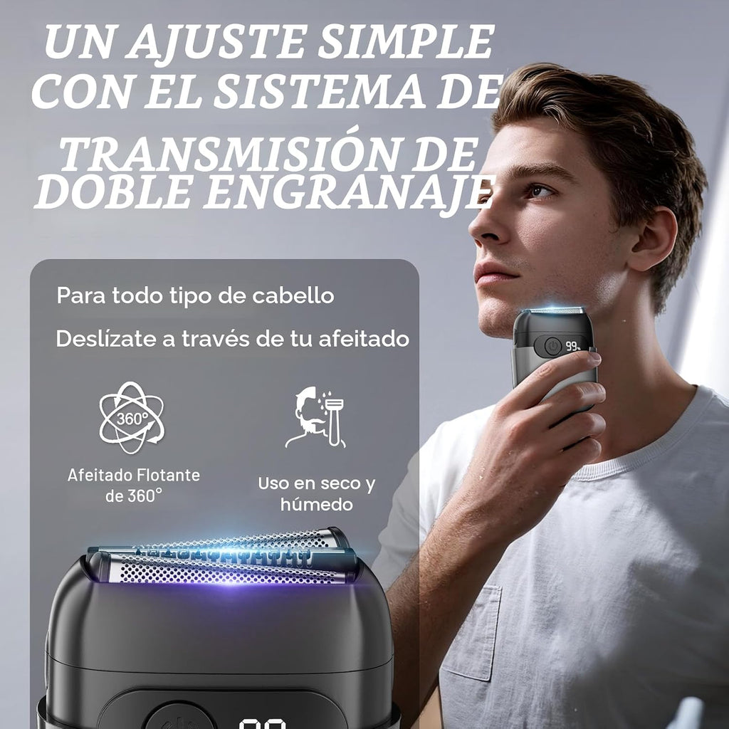 Afeitadora eléctrica de aluminio para hombres, cabezales de afeitad...