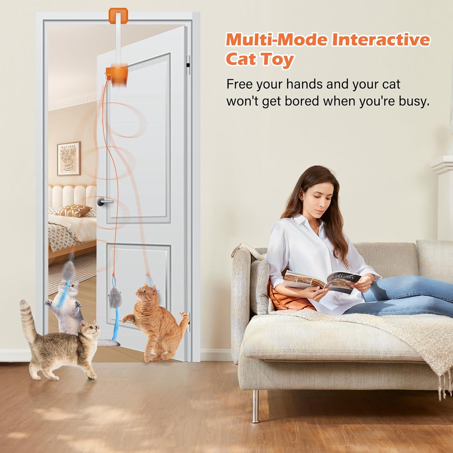 HAPPYCODE Juguete interactivo para gato, ave aleteante y teaser de...