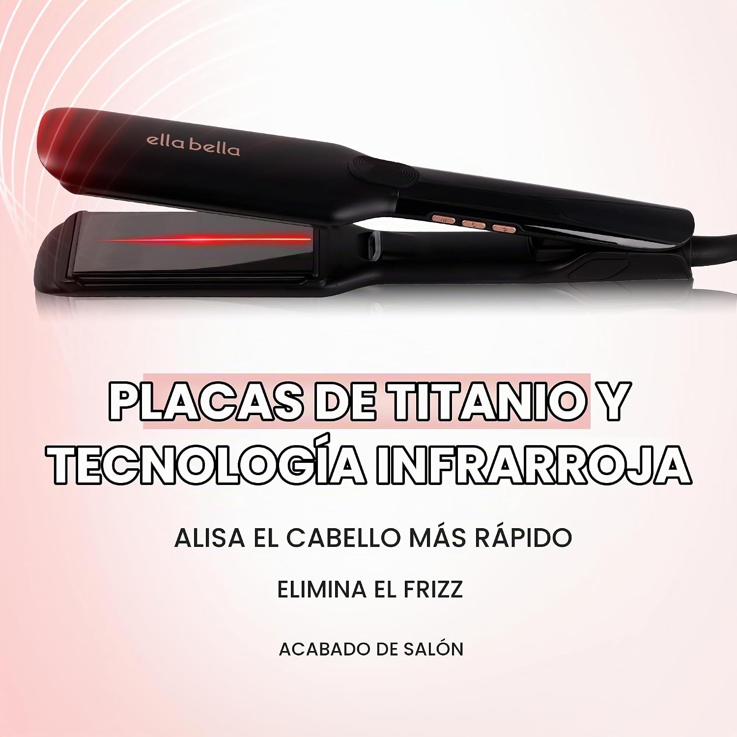 ELLA BELLA® Plancha plana de titanio para alisar el cabello (con in...