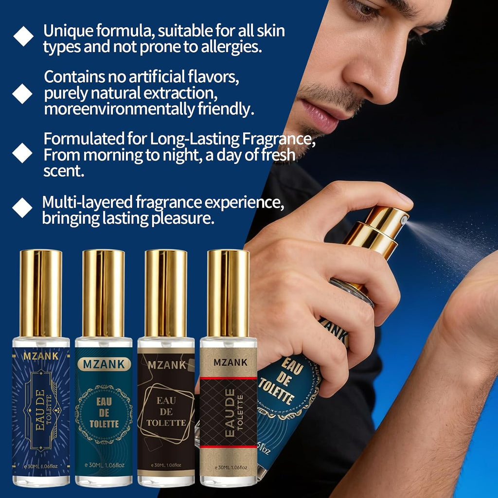 MZANK Paquete de 4 Colonia para Hombre (4x30ml), Perfume para Él, R...