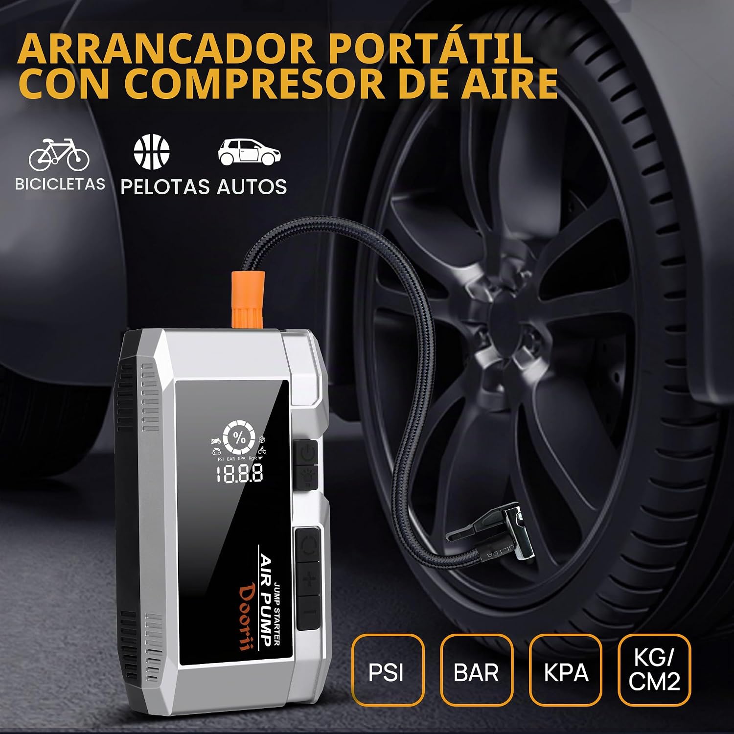 Doorii Arrancador de coche portátil de 8000 A con carga rápida PD65...