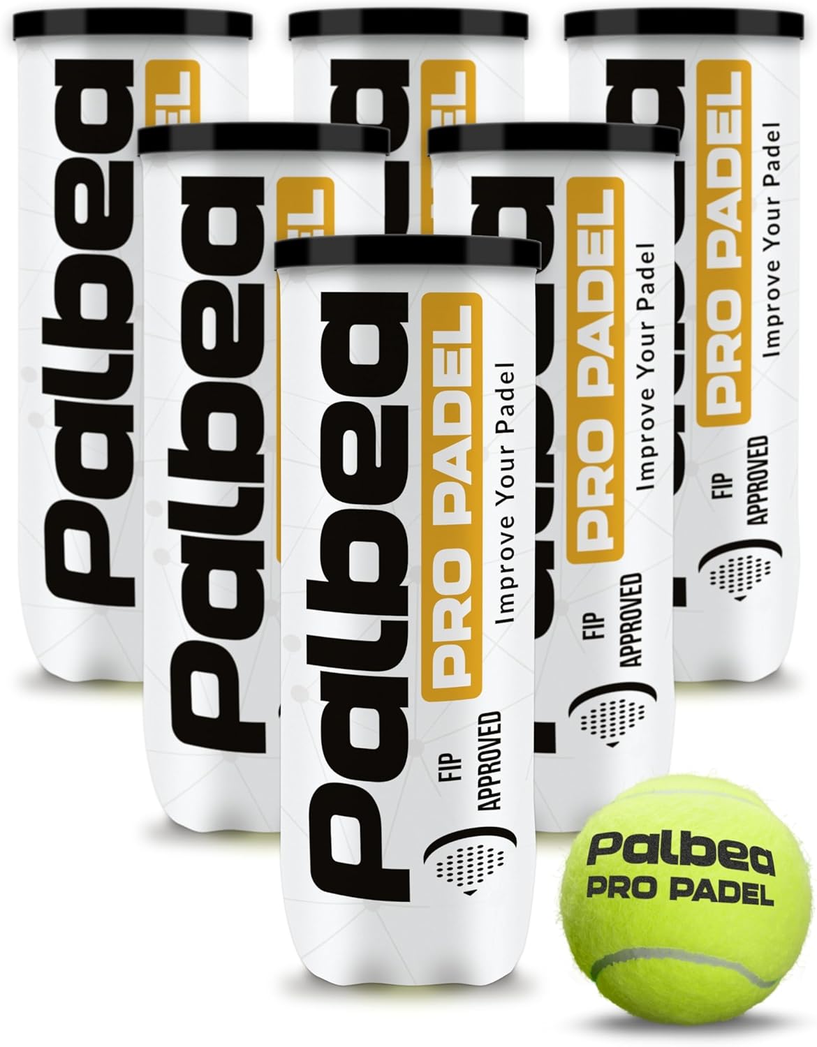 Pelotas de pádel Palbea PRO. 6\/12\/24 Tubos de 3 Pelotas de Pádel...