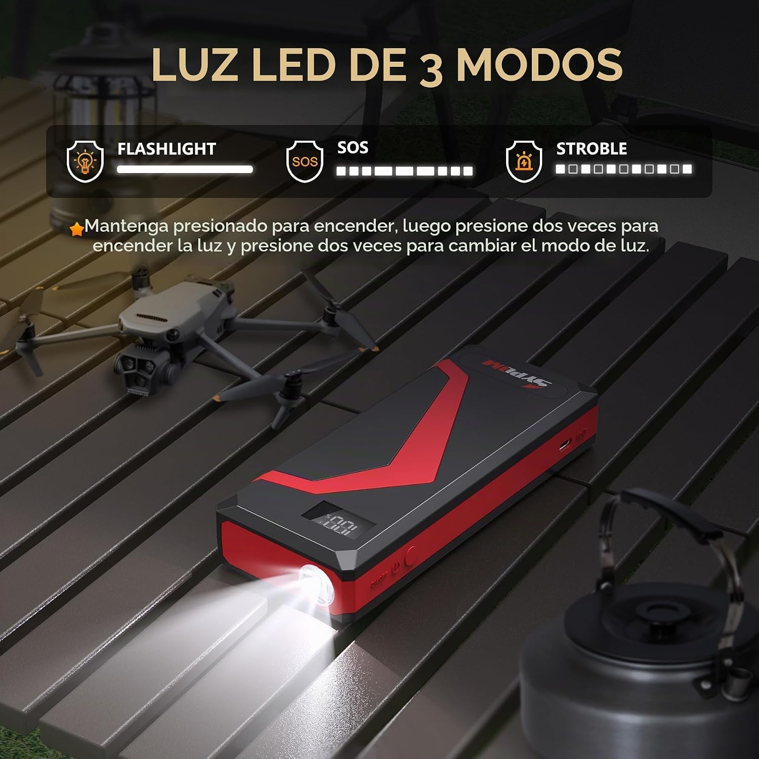 SYPOM Arrancador portátil para coche, 4150 A, máximo, cargador de b...