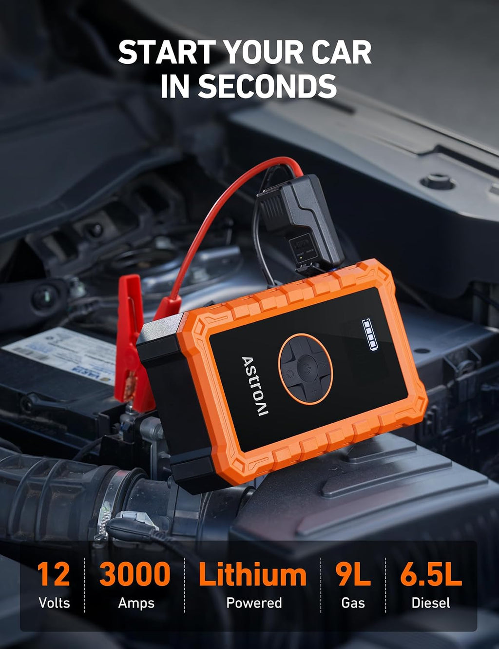 AstroAI - Arrancador portátil S8 con compresor de aire, pico de 150...