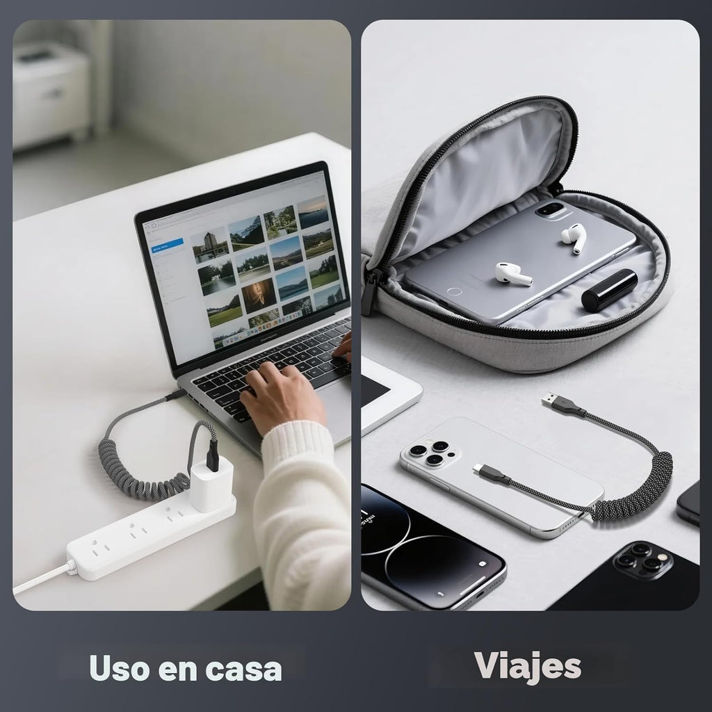 Eettvekd Cargador de Coche Carplay Enrollado de Carga Rápida, [Paqu...