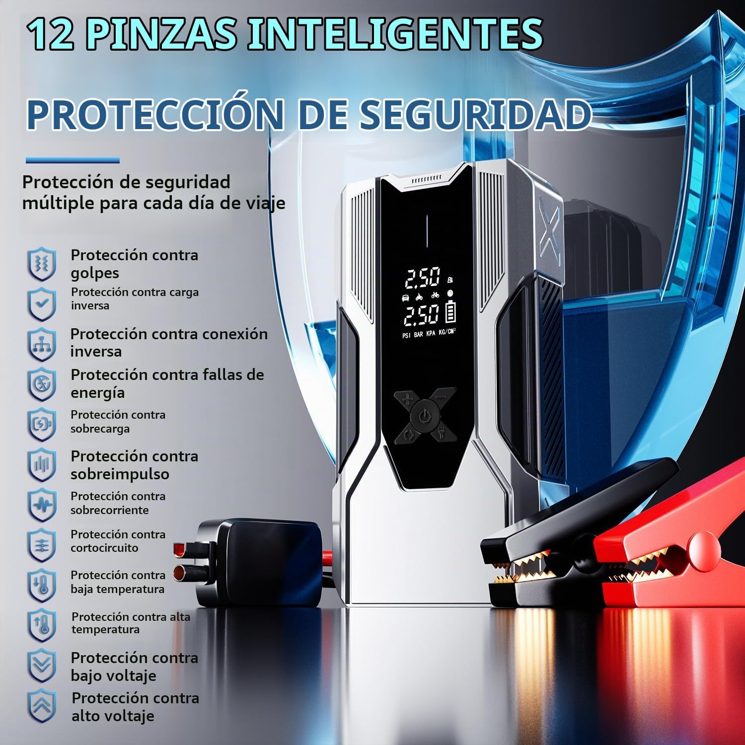 WANBILU Arrancador portátil de emergencia con compresor de aire, 30...