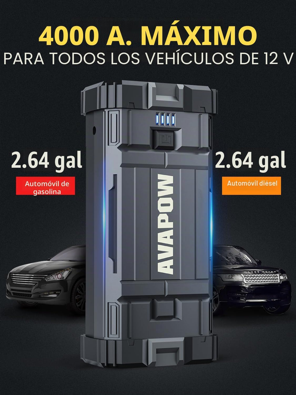 AVAPOW Arrancador de coche, batería de pico de 4000 A (para todo el...