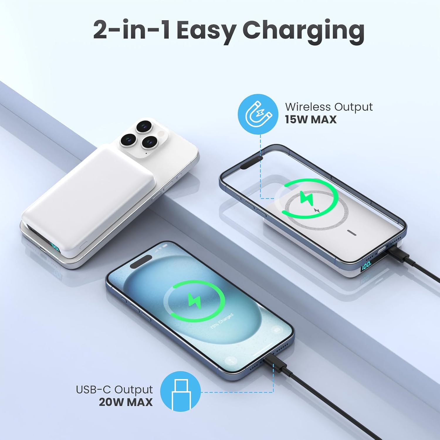 Cargador portátil magnético de 10800 mAh para paquete de batería Ma...